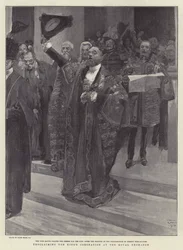 Verkündung der Krönung des Königs an der Royal Exchange